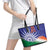 India Cricket Custom Leather Tote Bag Ashoka Chakra with Flag Style - Wonder Print Shop