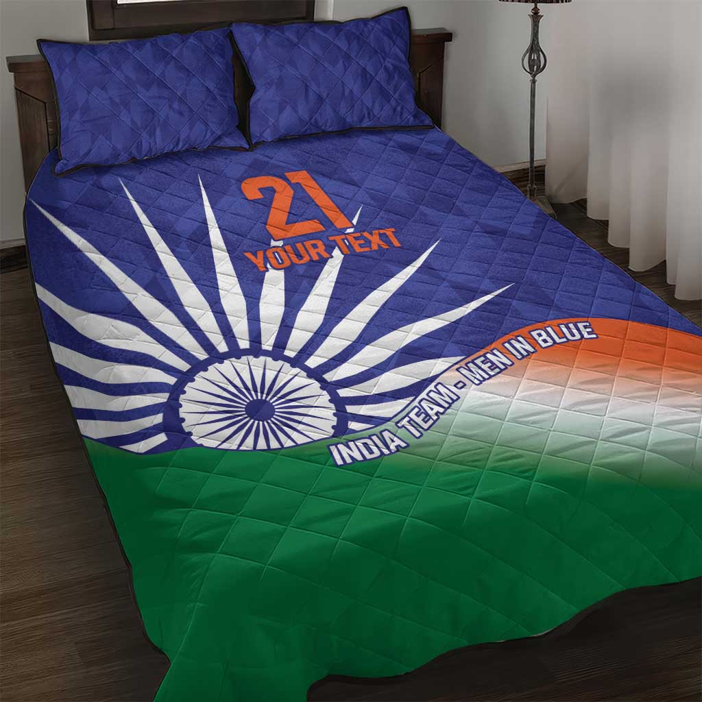 India Cricket Custom Quilt Bed Set Ashoka Chakra with Flag Style - Wonder Print Shop