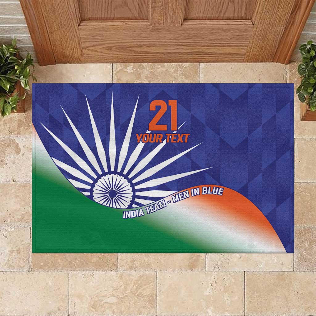 India Cricket Custom Rubber Doormat Ashoka Chakra with Flag Style - Wonder Print Shop