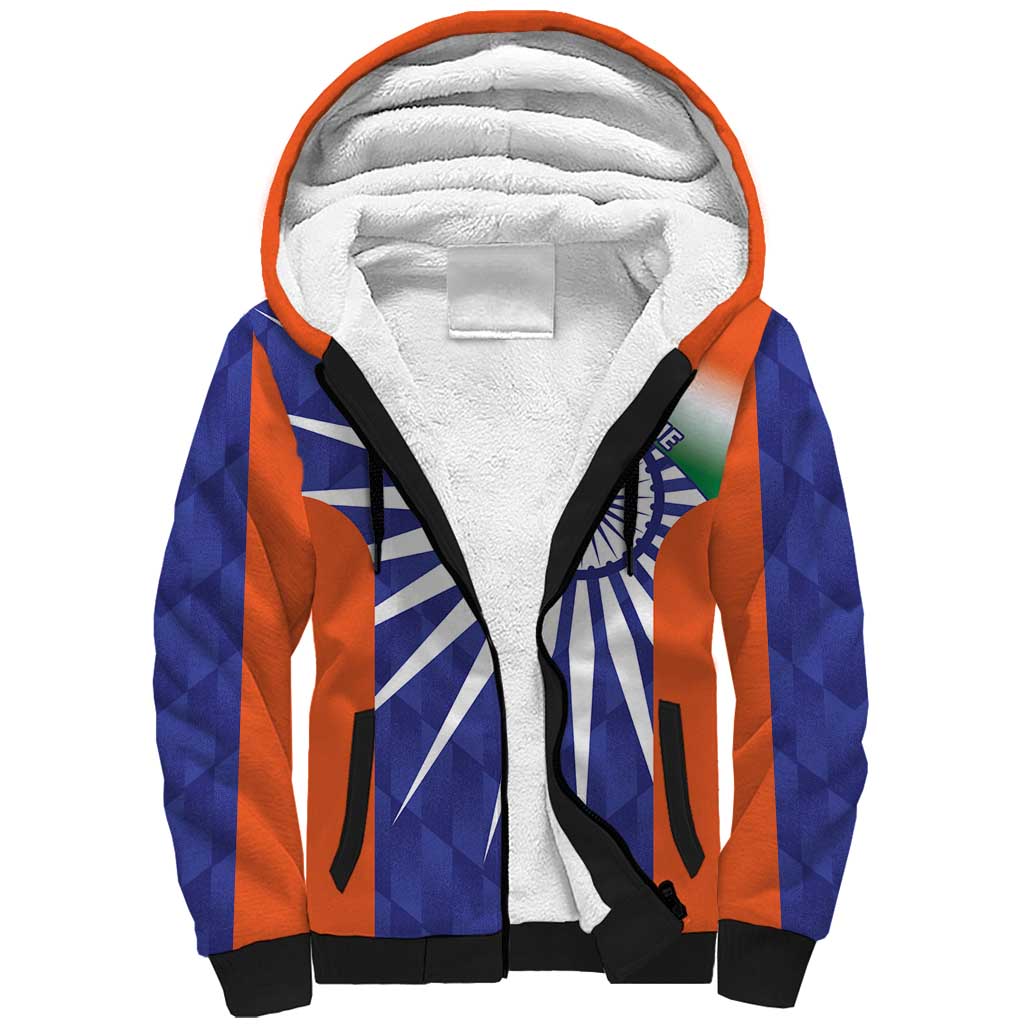 India Cricket Custom Sherpa Hoodie Ashoka Chakra with Flag Style