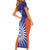 India Cricket Custom Short Sleeve Bodycon Dress Ashoka Chakra with Flag Style - Wonder Print Shop