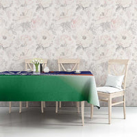 India cricket tablecloth on dining table with blue Ashoka Chakra and green-orange tricolor