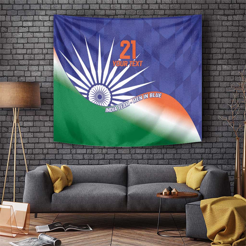 India Cricket Custom Tapestry Ashoka Chakra with Flag Style