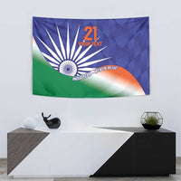 India-themed cricket tapestry with Ashoka Chakra and tricolor flag arc, “India Team” text