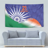 India-themed cricket tapestry featuring Ashoka Chakra, tricolor flag, and “21 Your Text”