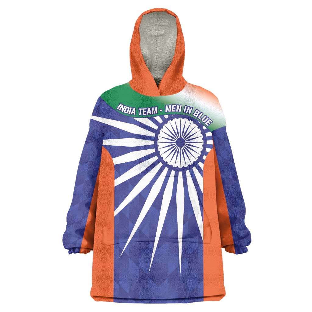 India Cricket Custom Wearable Blanket Hoodie Ashoka Chakra with Flag Style