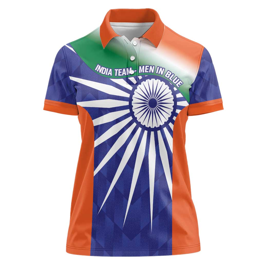 India Cricket Custom Women Polo Shirt Ashoka Chakra with Flag Style