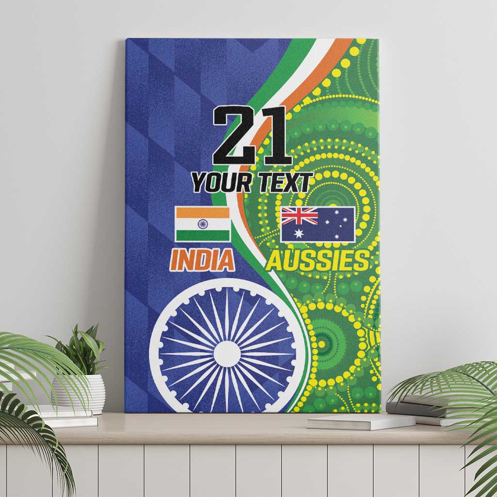 India Vs Australian Cricket Custom Canvas Wall Art Ashoka Chakra and Aboriginal Together LT9 - Wonder Print Shop