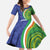 India Vs Australian Cricket Custom Family Matching Short Sleeve Bodycon Dress and Hawaiian Shirt Ashoka Chakra and Aboriginal Together - Wonder Print Shop