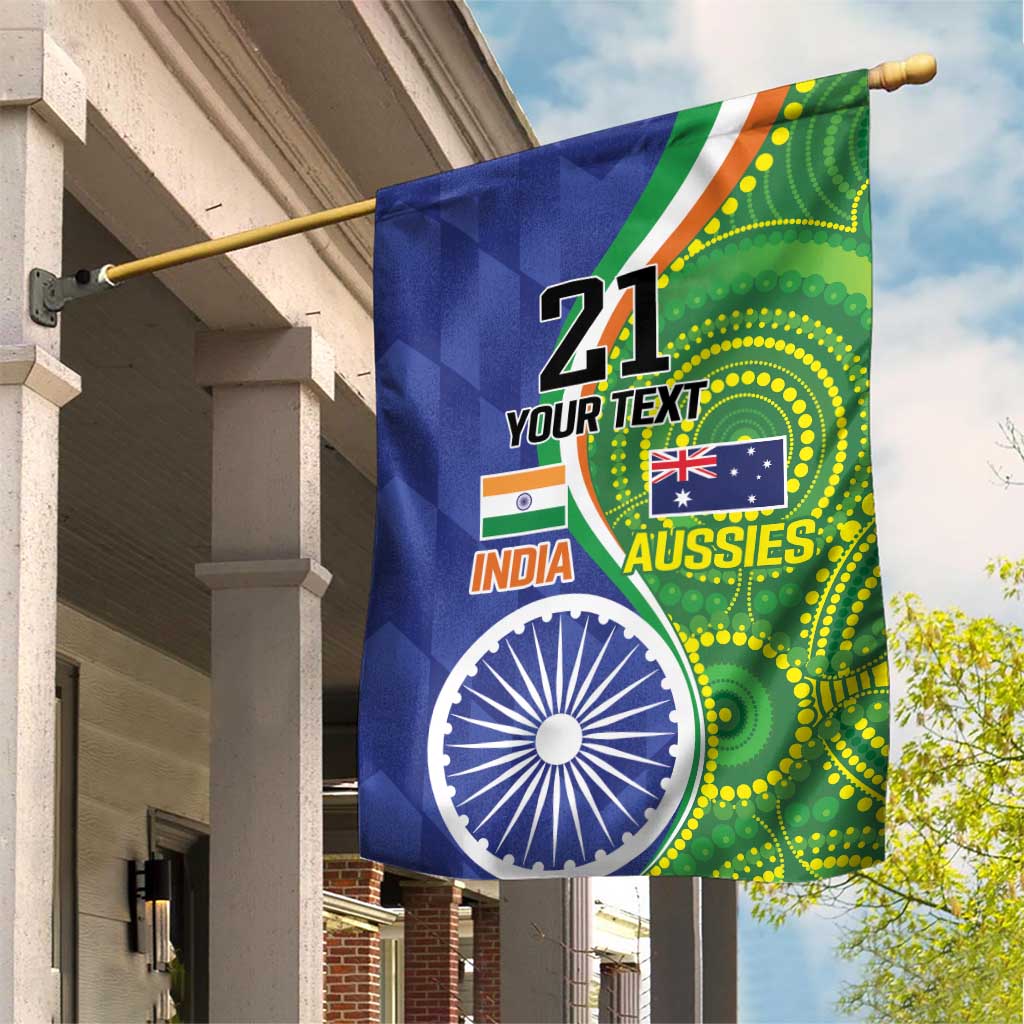 India Vs Australian Cricket Custom Garden Flag Ashoka Chakra and Aboriginal Together - Wonder Print Shop