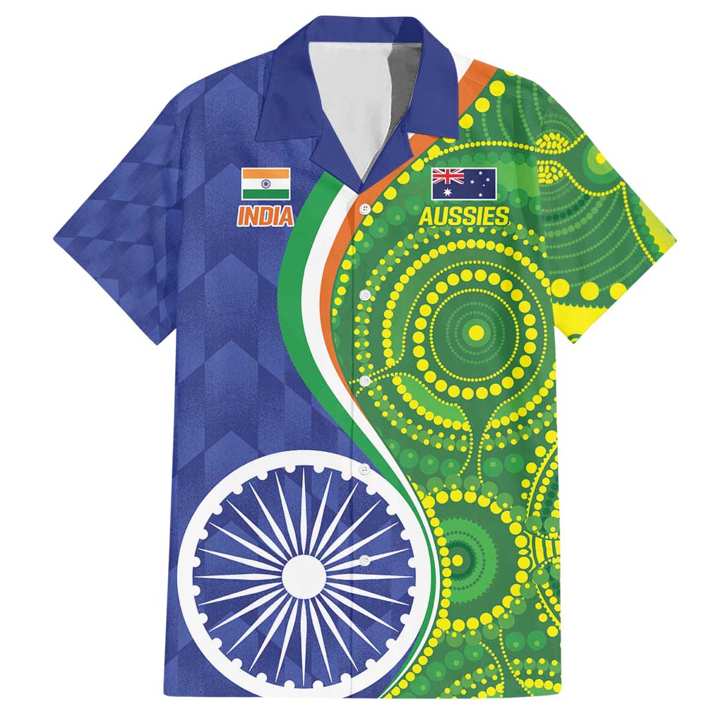 India Vs Australian Cricket Custom Hawaiian Shirt Ashoka Chakra and Aboriginal Together - Wonder Print Shop