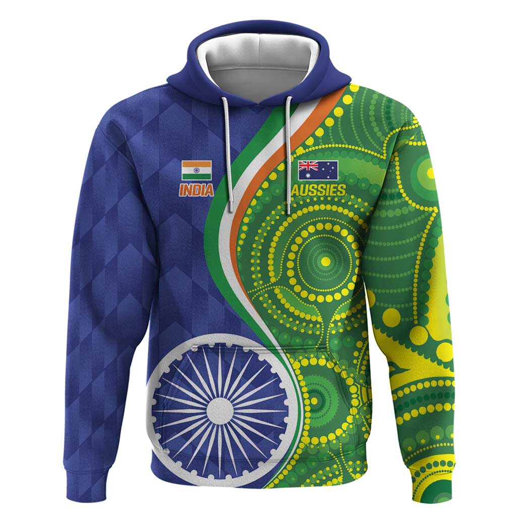 India Vs Australian Cricket Custom Hoodie Ashoka Chakra and Aboriginal Together - Wonder Print Shop