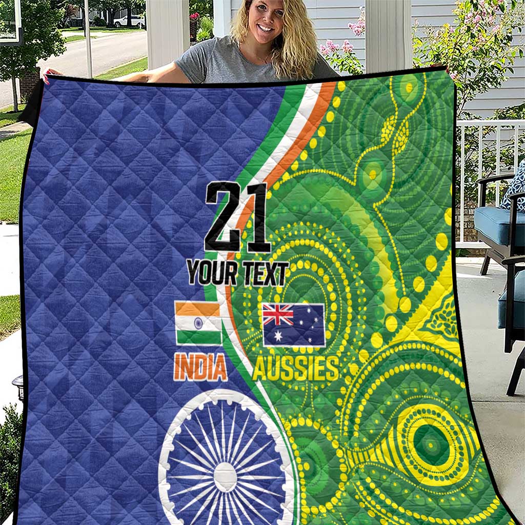 India Vs Australian Cricket Custom Quilt Ashoka Chakra and Aboriginal Together