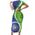 India Vs Australian Cricket Custom Short Sleeve Bodycon Dress Ashoka Chakra and Aboriginal Together