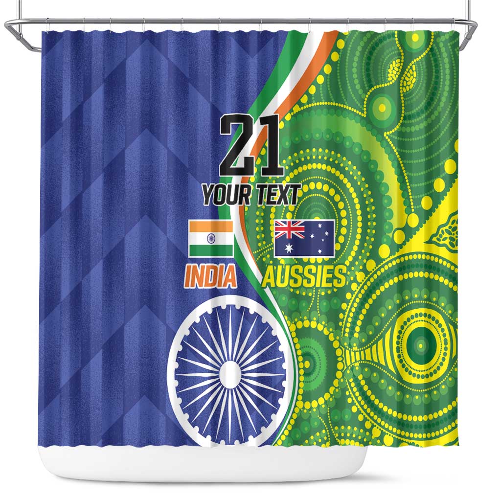 India Vs Australian Cricket Custom Shower Curtain Ashoka Chakra and Aboriginal Together