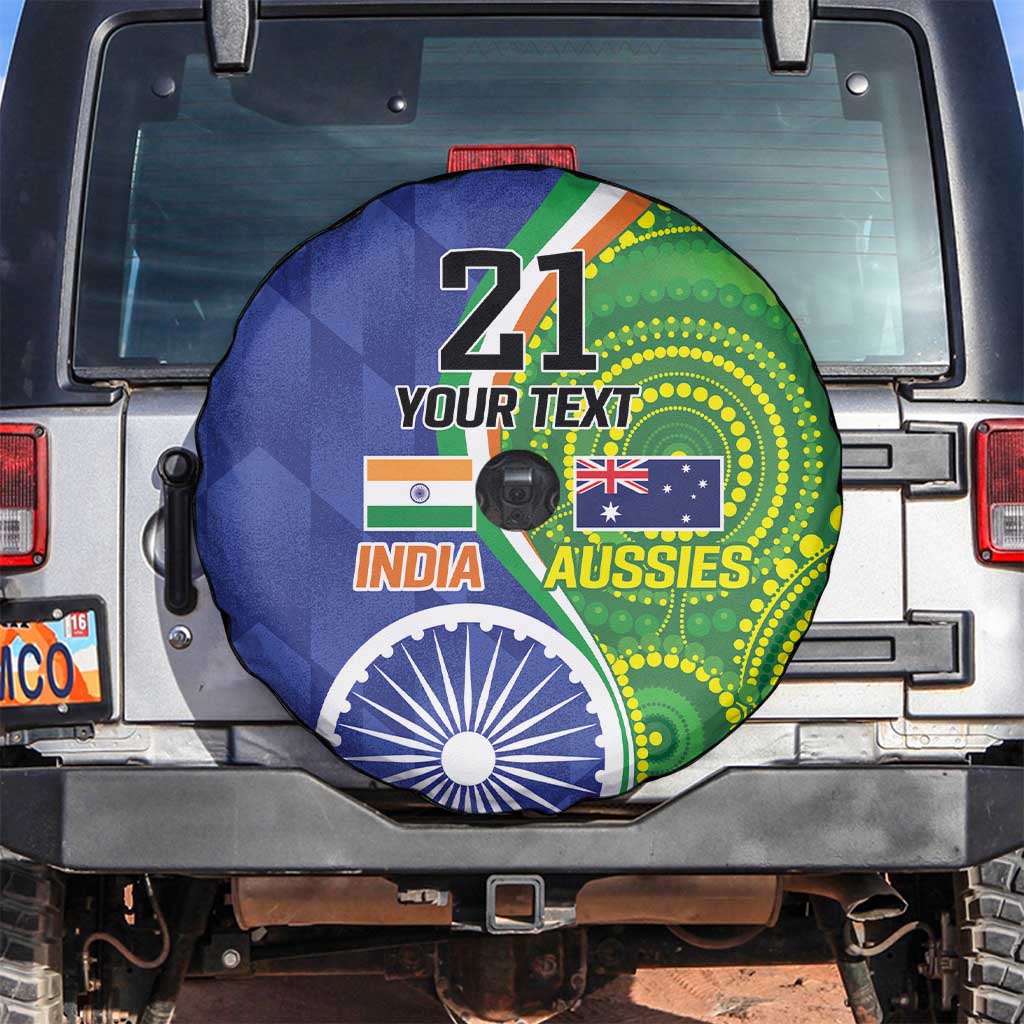 India Vs Australian Cricket Custom Spare Tire Cover Ashoka Chakra and Aboriginal Together