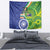 India Vs Australian Cricket Custom Tapestry Ashoka Chakra and Aboriginal Together