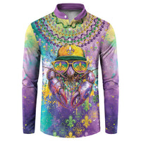 Mardi Gras Crawfish Personalized Button Sweatshirt NOLA Fat Tuesday Drip Art - Wonder Print Shop