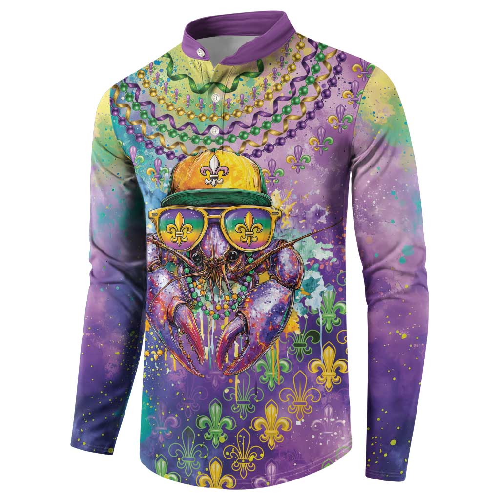 Mardi Gras Crawfish Personalized Button Sweatshirt NOLA Fat Tuesday Drip Art - Wonder Print Shop