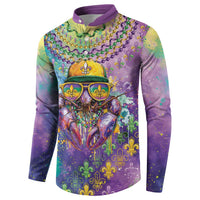 Mardi Gras Crawfish Personalized Button Sweatshirt NOLA Fat Tuesday Drip Art - Wonder Print Shop