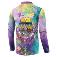 Mardi Gras Crawfish Personalized Button Sweatshirt NOLA Fat Tuesday Drip Art - Wonder Print Shop