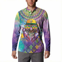 Mardi Gras Crawfish Personalized Button Sweatshirt NOLA Fat Tuesday Drip Art - Wonder Print Shop