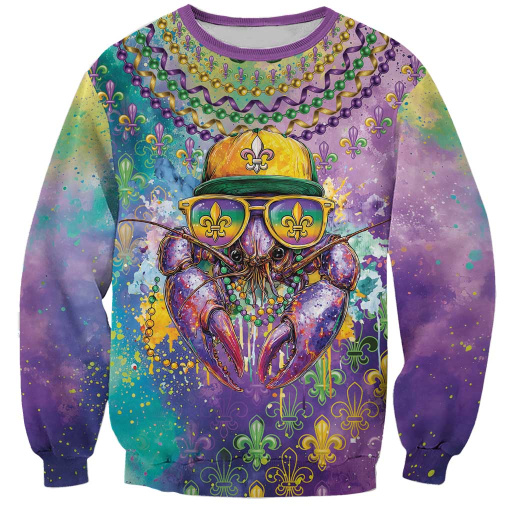 Mardi Gras Crawfish Personalized Sweatshirt NOLA Fat Tuesday Drip Art - Wonder Print Shop