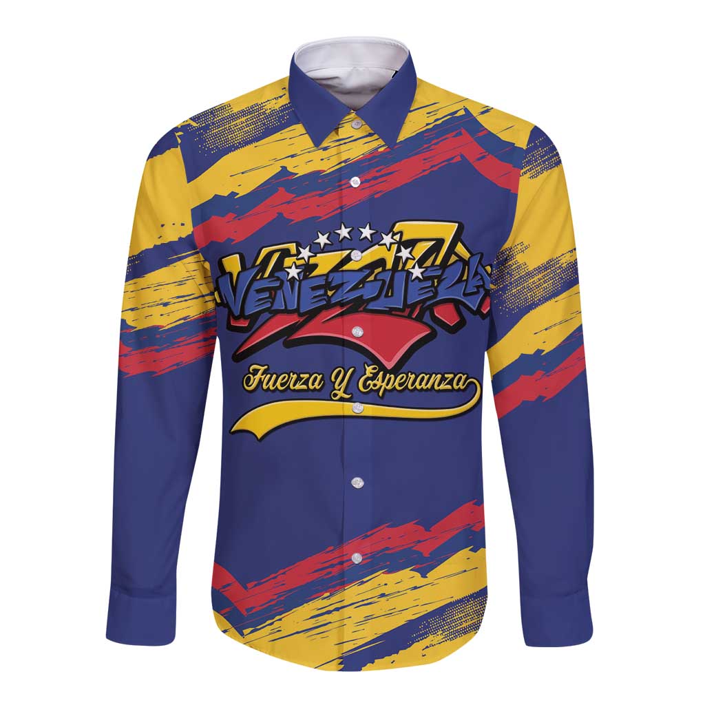 Venezuela Fuerza Y Esperanza Long Sleeve Button Shirt - Wonder Print Shop