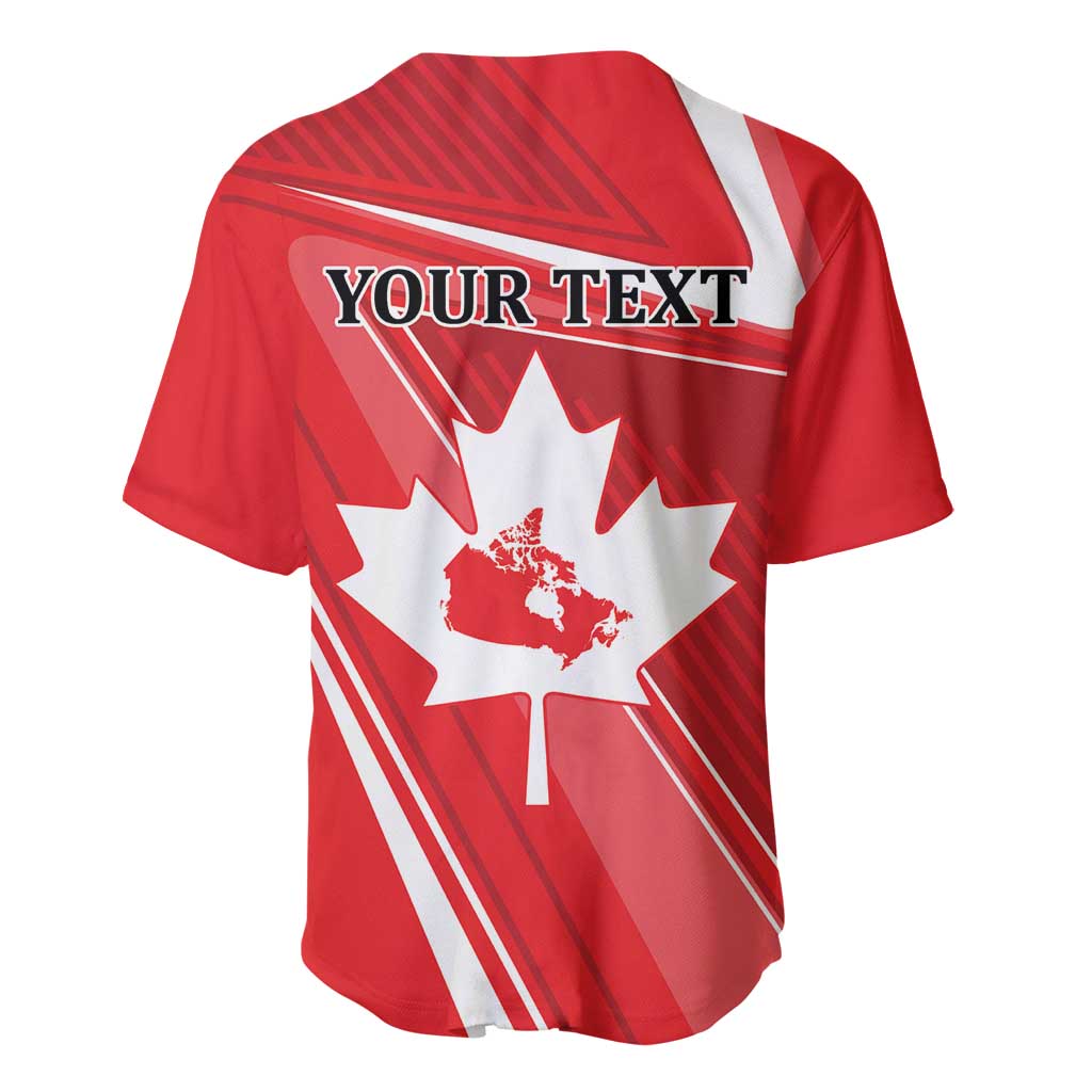 Red baseball jersey back with YOUR TEXT and large white maple leaf design