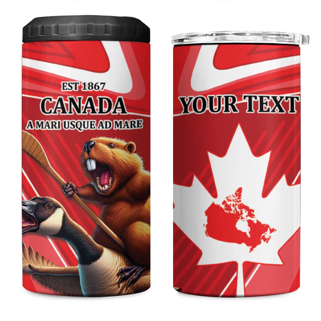 Personalized Beaver and Goose Happy Canada Day 4 in 1 Can Cooler Tumbler Est 1867 A Mari Usque Ad Mare