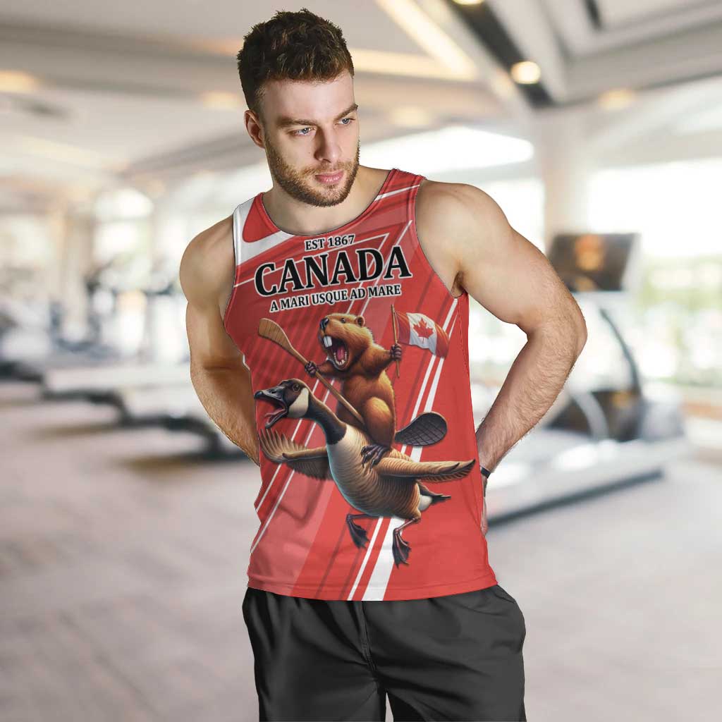 Personalized Beaver and Goose Happy Canada Day Men Tank Top Est 1867 A Mari Usque Ad Mare