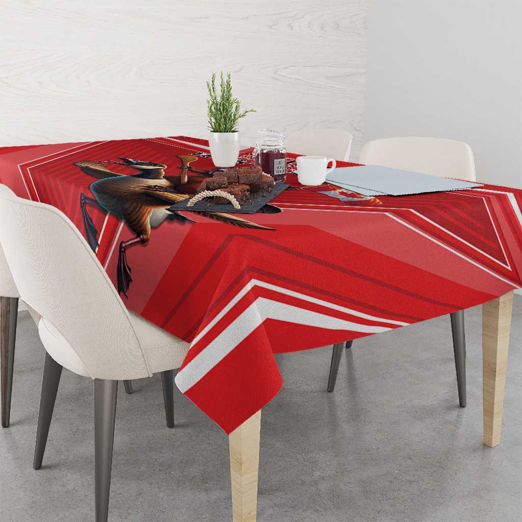 Personalized Beaver and Goose Happy Canada Day Tablecloth Est 1867 A Mari Usque Ad Mare