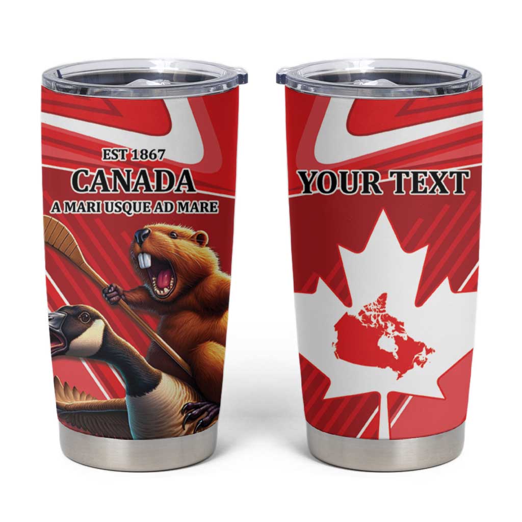 Personalized Beaver and Goose Happy Canada Day Tumbler Cup Est 1867 A Mari Usque Ad Mare