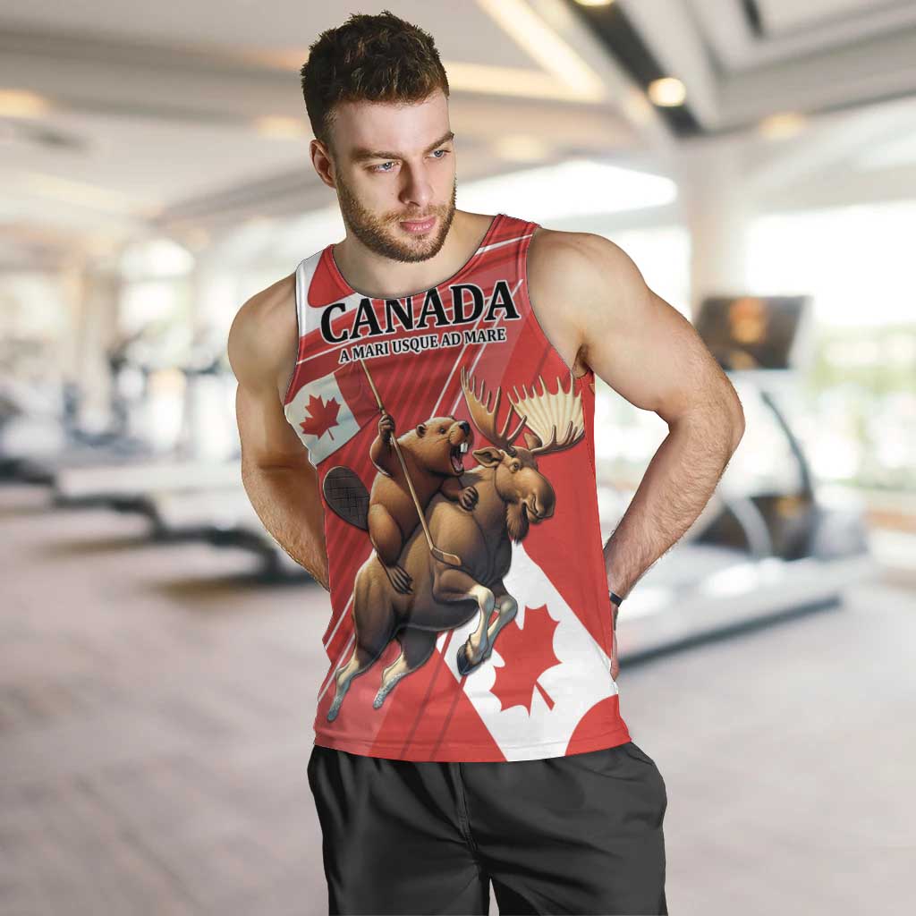 Personalized Beaver and Moose Happy Canada Day Men Tank Top Est 1867 A Mari Usque Ad Mare