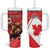 Personalized Beaver and Moose Happy Canada Day Tumbler With Handle Est 1867 A Mari Usque Ad Mare