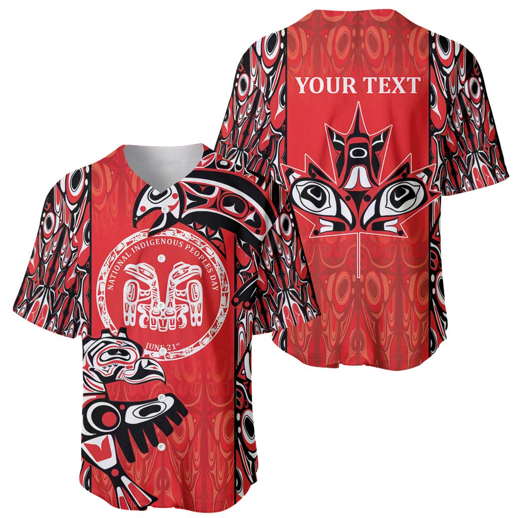Red baseball jersey front and back set with circular emblem and YOUR TEXT panel