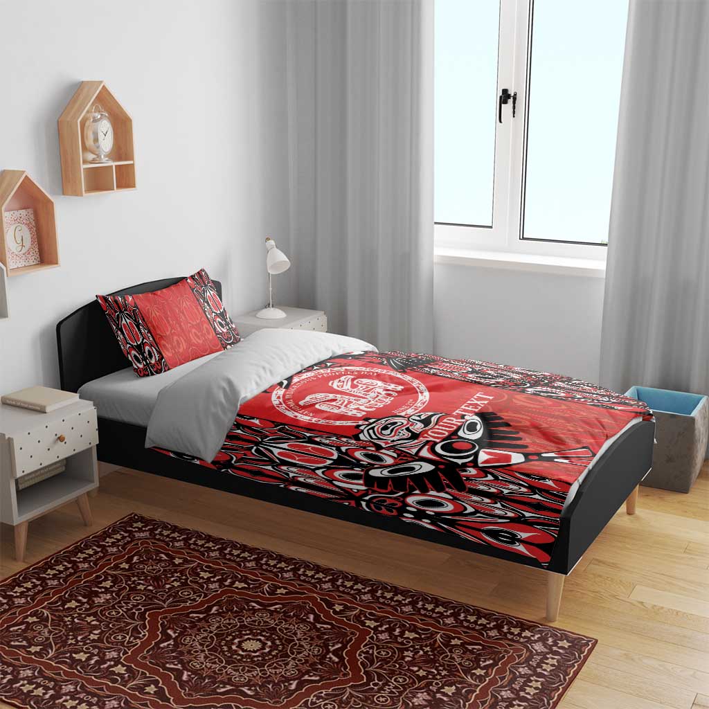 Personalized Canada Indigenous People Day Bedding Set Haida Tribe Flag Tattoo Style