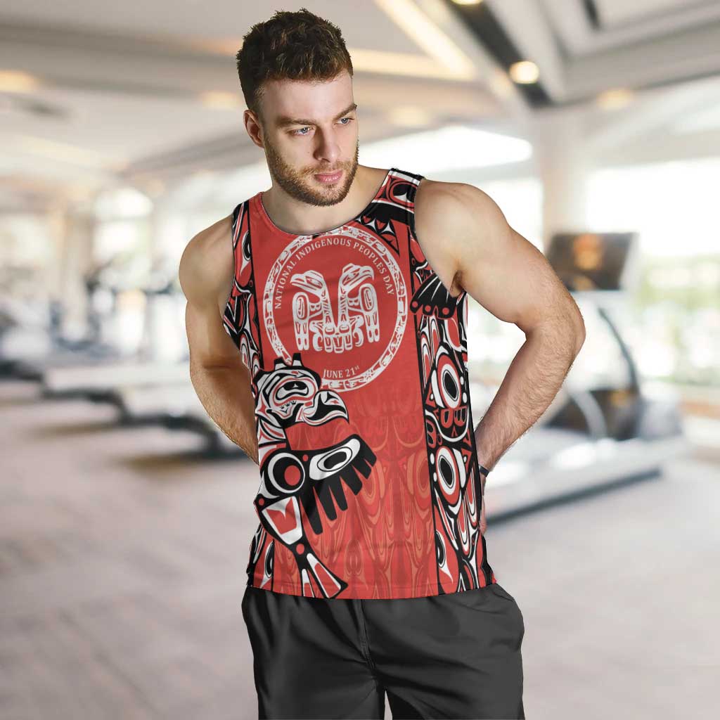 Personalized Canada Indigenous People Day Men Tank Top Haida Tribe Flag Tattoo Style