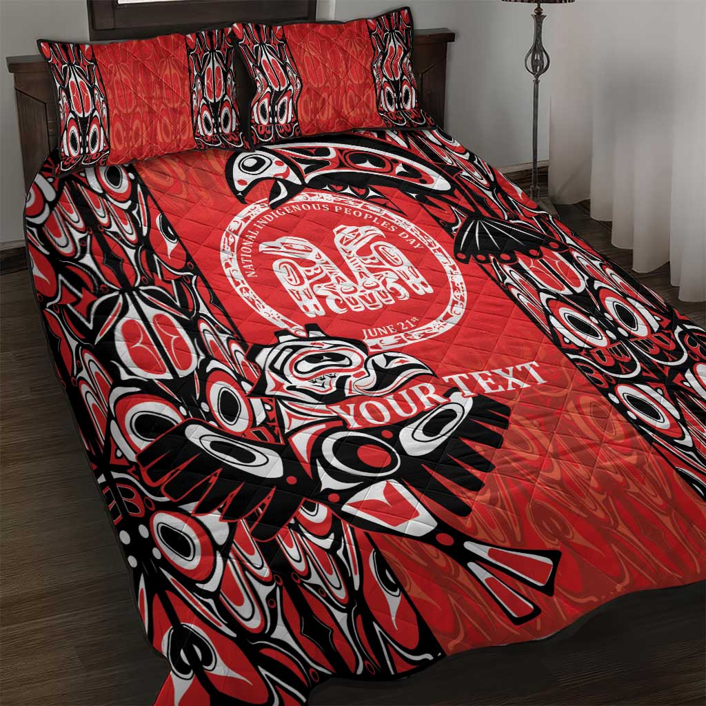 Personalized Canada Indigenous People Day Quilt Bed Set Haida Tribe Flag Tattoo Style