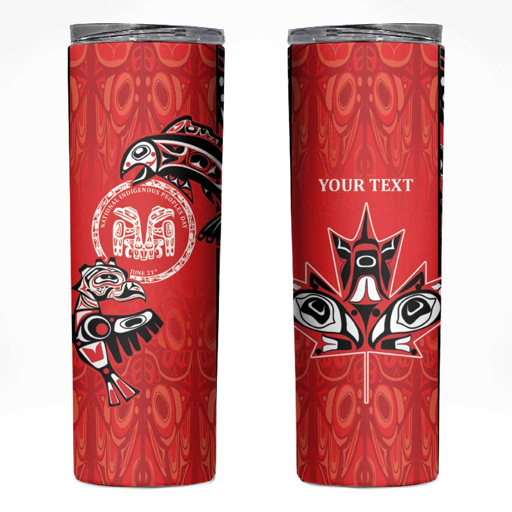 Personalized Canada Indigenous People Day Skinny Tumbler Haida Tribe Flag Tattoo Style