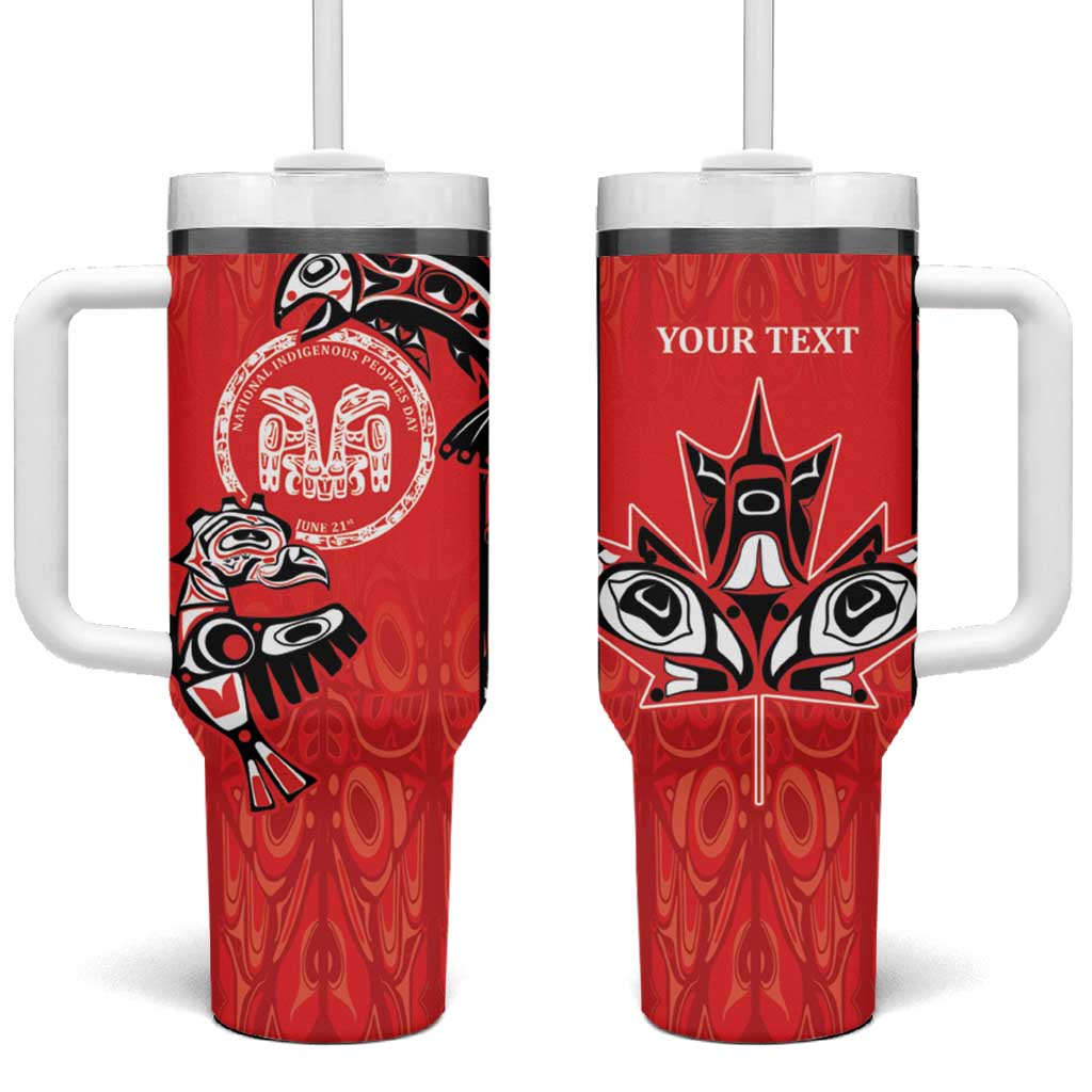 Personalized Canada Indigenous People Day Tumbler With Handle Haida Tribe Flag Tattoo Style