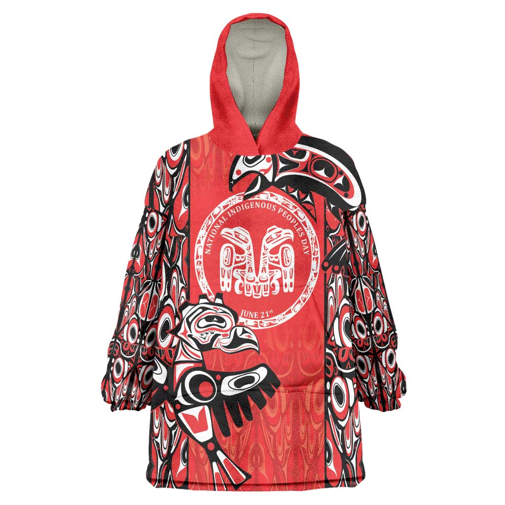 Personalized Canada Indigenous People Day Wearable Blanket Hoodie Haida Tribe Flag Tattoo Style