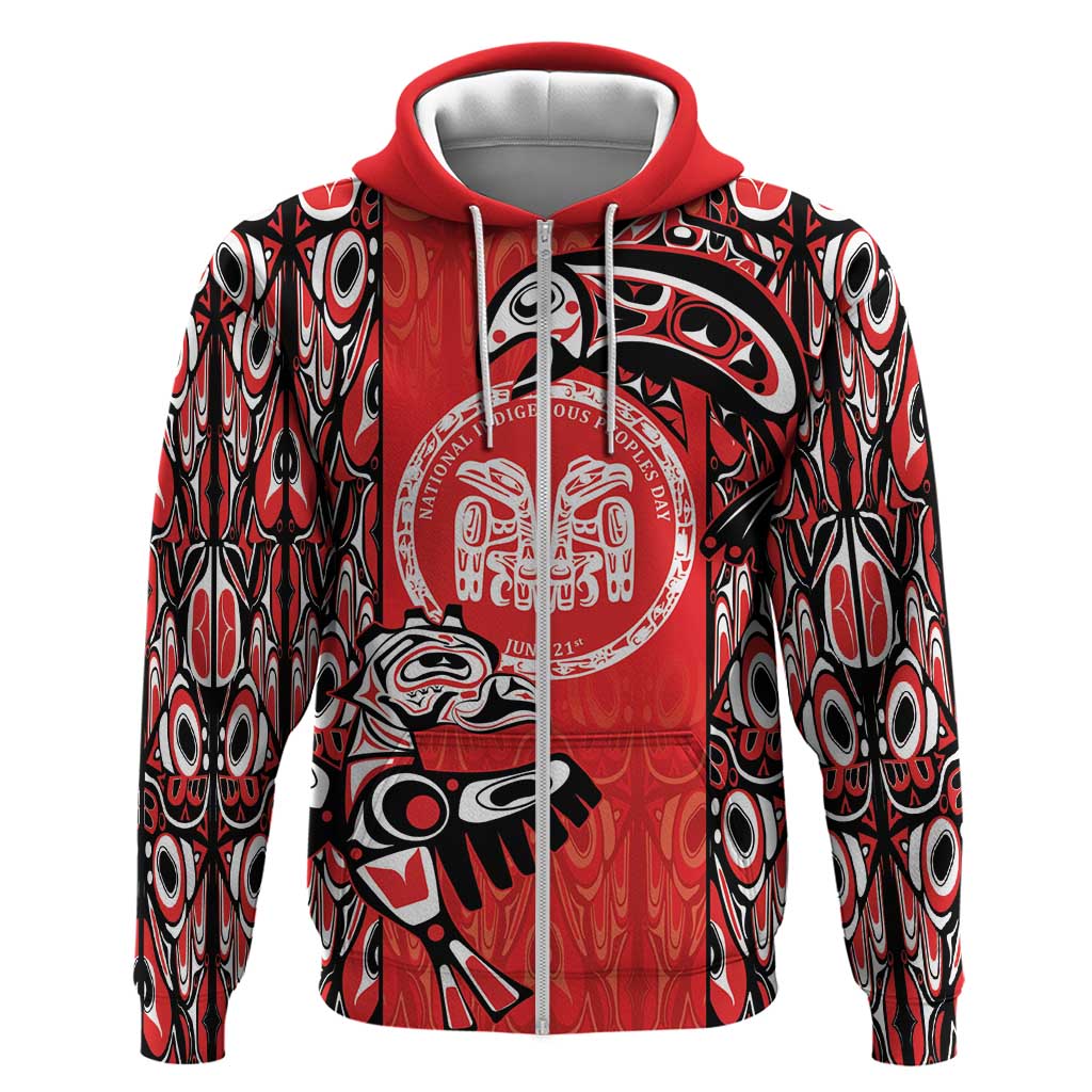 Personalized Canada Indigenous People Day Zip Hoodie Haida Tribe Flag Tattoo Style