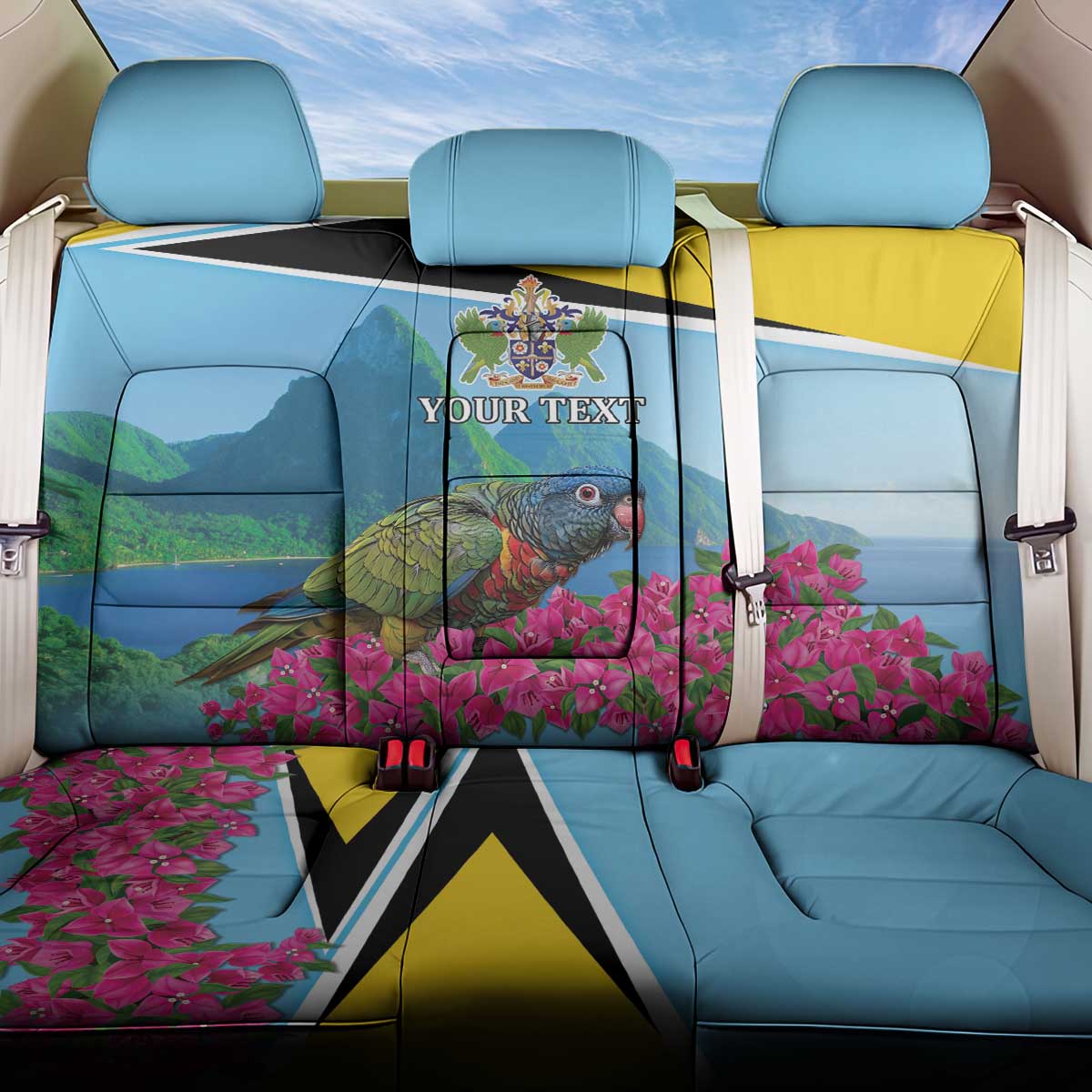 Personalized Pitons Saint Lucian Bougainvillea Back Car Seat Cover