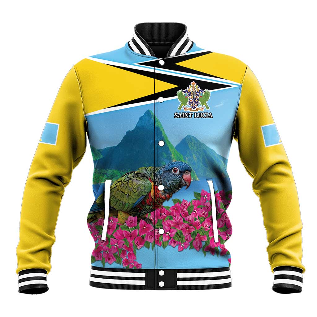 Personalized Pitons Saint Lucian Bougainvillea Baseball Jacket