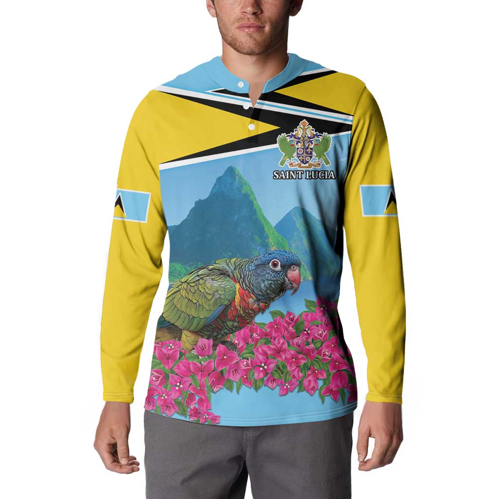 Personalized Pitons Saint Lucian Bougainvillea Button Sweatshirt