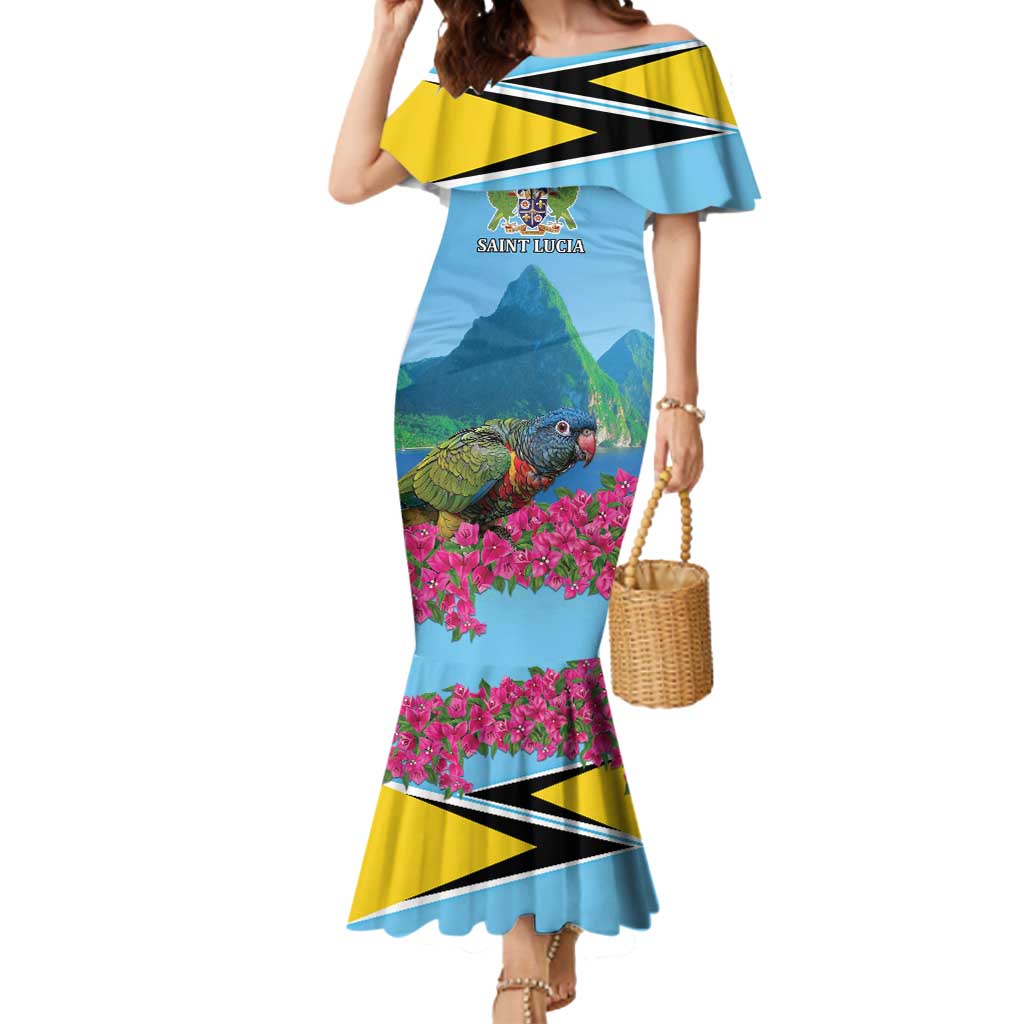 Personalized Pitons Saint Lucian Bougainvillea Mermaid Dress