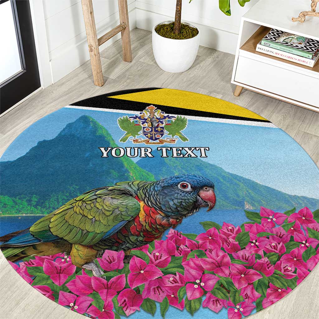 Personalized Pitons Saint Lucian Bougainvillea Round Carpet