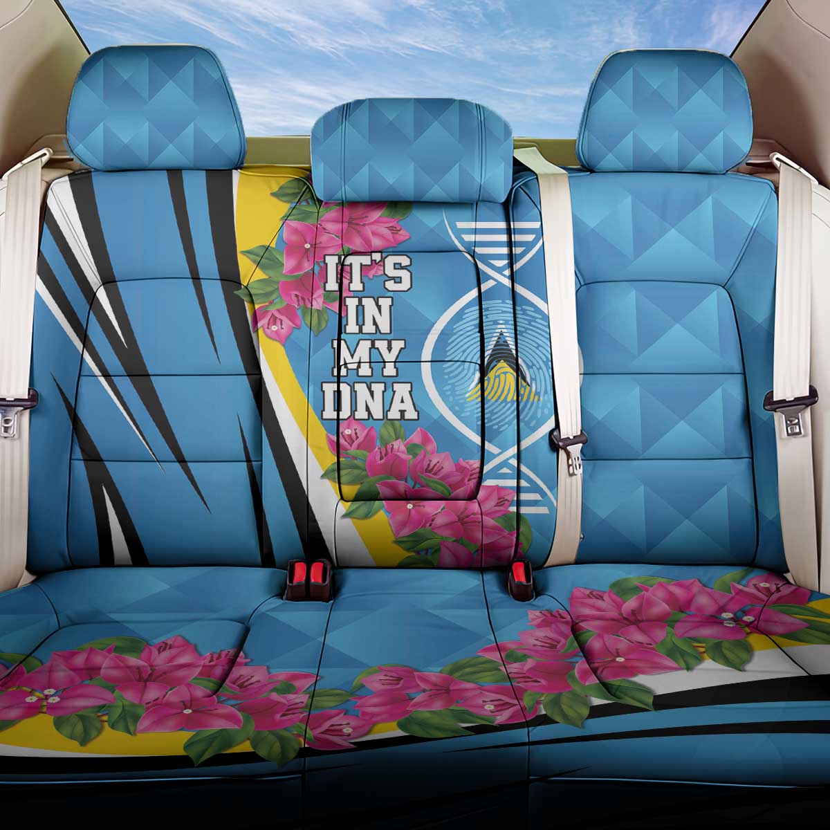 Saint Lucia Flag Pride It's in My DNA Back Car Seat Cover