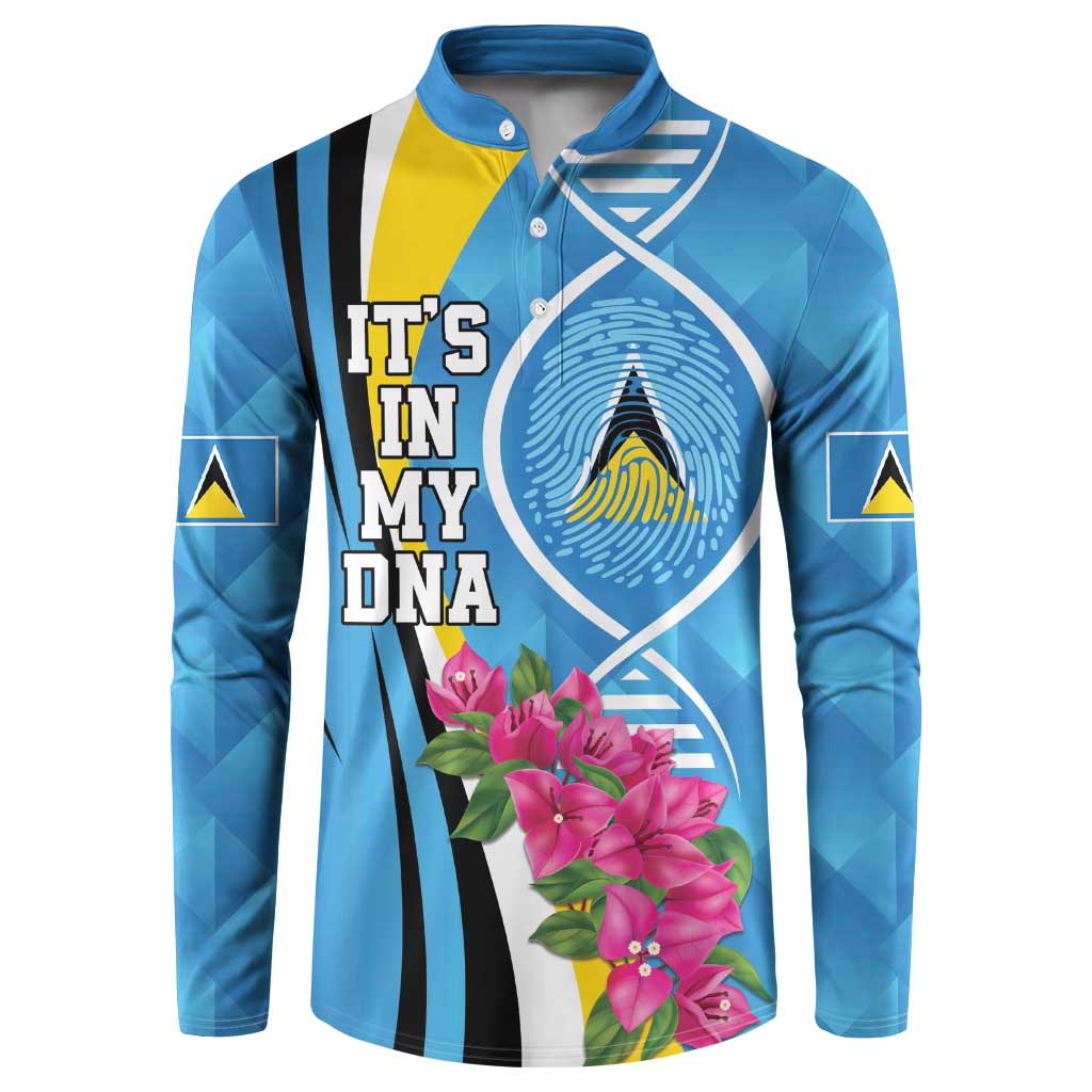 Saint Lucia Flag Pride It's in My DNA Button Sweatshirt